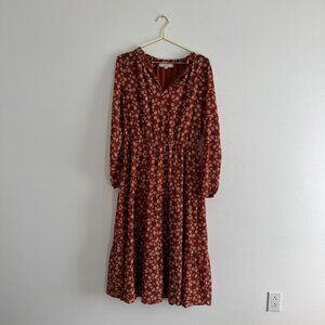 Rust Brown Floral print dress from Loft Large